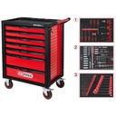 RACINGline Tool Trolley Black/Red with 7 Drawers and 215 Premium Tools