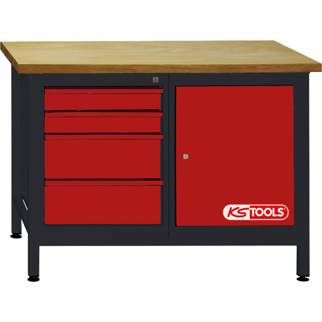 Workbench with 4 Drawers and 1 Door, H840 x W1200 x D600 mm