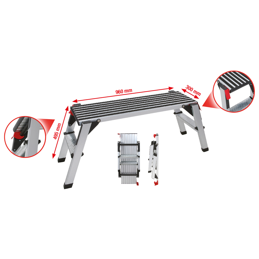 Aluminium Safety Work Platform, L1270xW446xH495mm
