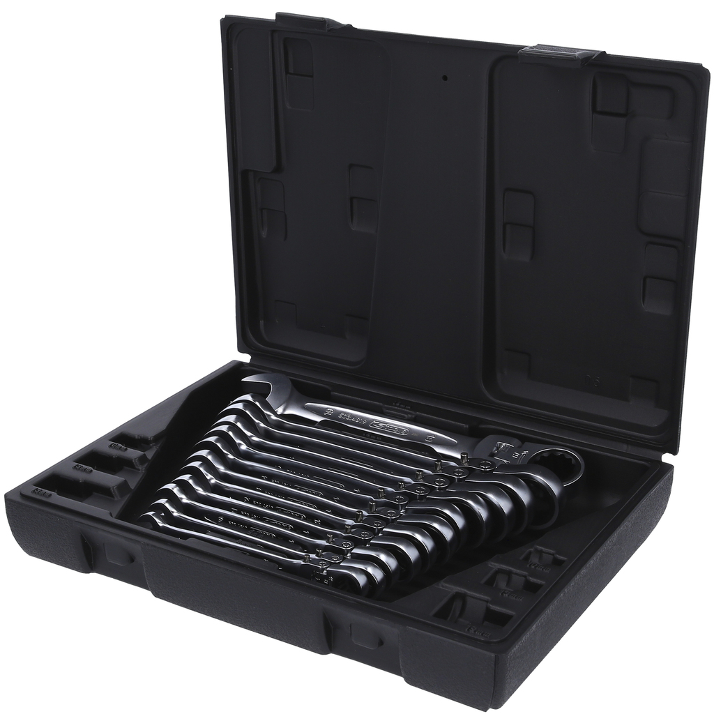 KS Tools GEARplus Flex-Head Ratcheting Combination Wrench Set, 12-Piece, Lockable