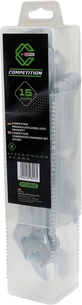 [512.0225] COMPETITION Combination Spanner Set, Offset, 15-Piece