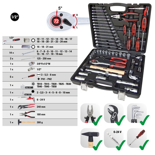 [917.0047] KS Tools 1/2" Universal Tool Set, 47-pc